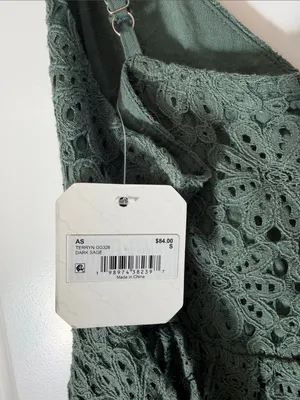 NWT Altar'd State Sage Green Crochet Fit & Flare Mini Dress Size S thumbnail 5