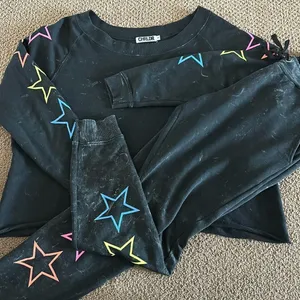 Chrldr Women’s Faded Black with Rainbow Stars Matching Jogger Set - Size S thumbnail 1