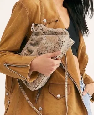 Free People Echo Leather Snake Print Clutch Crossbody Bag thumbnail 10