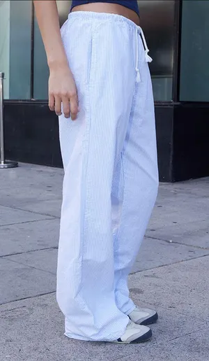 brandy light blue striped linen pants thumbnail 1