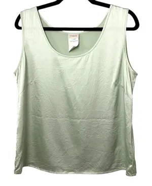 Feraud 100% Silk Pale Green Mint Sleeveless Blouse Size 14 thumbnail 1