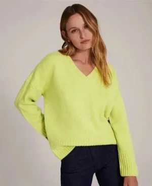 Favorite Daughter The William Sweater Citron Green V-Neck Wool Cashmere M EUC‎ thumbnail 1