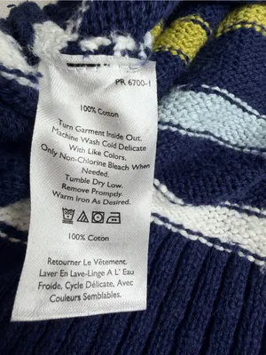 Eddie Bauer Women’s Small 100% Cotton Striped Quarter Zip Sweater Navy thumbnail 4