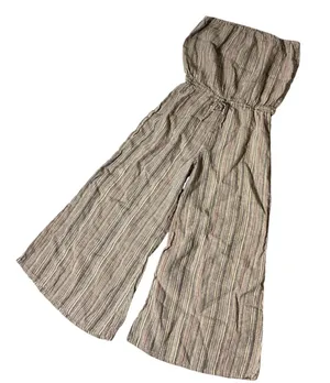 Blue Life‎ Striped Bohemian Coastal Linen Cotton Jumpsuit Wide Leg R059-5904 thumbnail 1