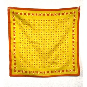 Vintage Ray Strauss Scarf 18” Yellow Orange Geometric Mod Bandana Italy Square thumbnail 7