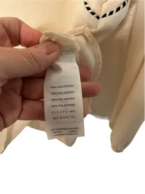 J. Crew Cream V-Neck Long Sleeve Peasant Top Blouse Tassel Trim Size 0 thumbnail 7