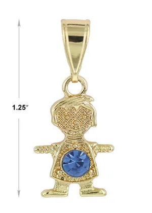 Gold Plated December (Blue Topaz) Boy Birthstone Pendant thumbnail 2