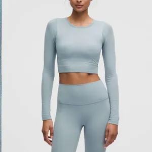 Lululemon Ebb to Street Long Sleeve Shirt Light Blue NWT Size 6 thumbnail 3