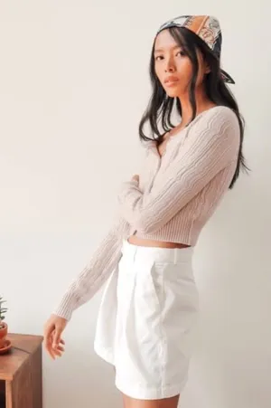 Free People Cropped Mimi Cardigan Sugar Crystals XS thumbnail 2