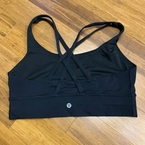 Lululemon Energy Long Line Yoga Bra Womens Size 10 Black Criss Cross Back Design thumbnail 2