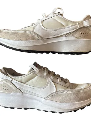 Nike Shoes Womens 7 Waffle Debut Athletic Running Sneakers White Suede Lace Up thumbnail 1