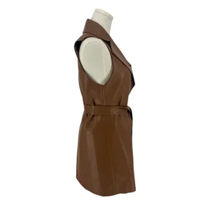 Alice +‎ Olivia NWT Rozlynn Camel Vegan Leather Belted Vest Mini Dress XS thumbnail 9