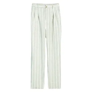 Madewell NWT The Tailored‎ Tapered Pant in Striped Linen-Blend Green White 6 thumbnail 2
