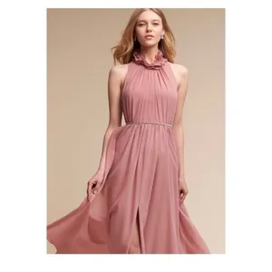BHLDN‎ Hitherto Camilla Silk Slit Leg Bridesmaid Gown Women's 8 Pink Romantic thumbnail 2