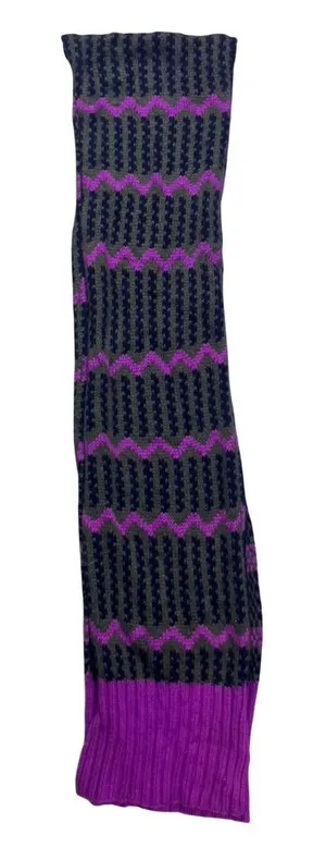 J.Crew‎ Knit Scarf Womens OS Purple Fair Isle Lambs Wool Cashmere Winter thumbnail 1