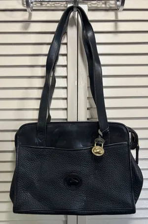 Dooney & Bourke Black Pebbled Satchel Top Double Handle Bag Zip Close Logo thumbnail 1