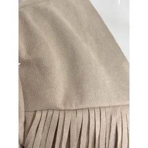 Women’s Boho Western Fringe Faux Suede Jacket Beige Festival Cowgirl Size L thumbnail 7