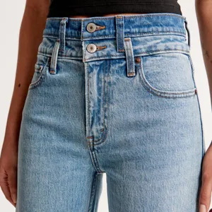 Light Blue Jeans High Rise 90s Relaxed Jean Abercrombie Double Waistband spring thumbnail 5