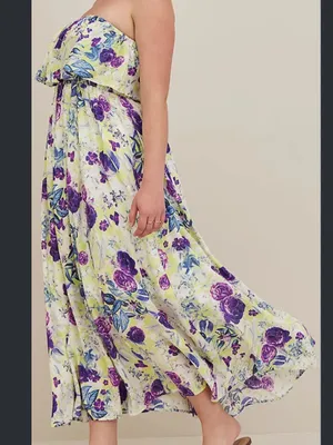 Torrid Challis Floral Strapless Tiered Ruffle Maxi Dress thumbnail 2