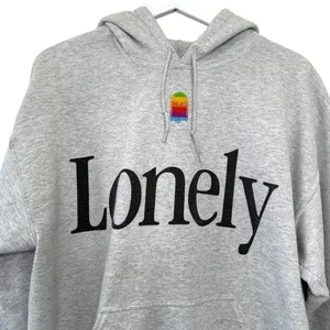 Lonely Ghost The Apple Gray Hoodie Sweatshirt Size Large thumbnail 5