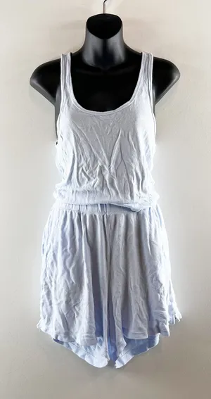 Aerie Scoop Neck Tank Top Pull On Shorts Lounge Set Light Blue Medium thumbnail 1