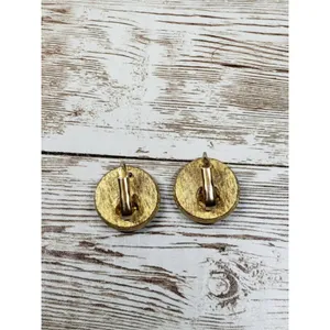 Vintage Clip On Earrings - Black Gem with Facets With A Gold Tone Halo thumbnail 5