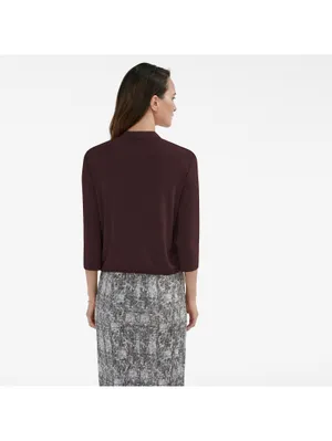 M.M.LaFleur Deneuve Top +2 Aubergine Purple Faux Wrap Italian Crepe Blouse thumbnail 5