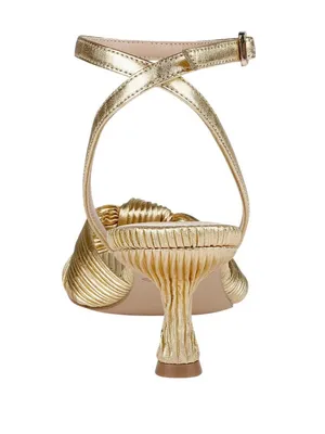 Jewel Badgley Mischka True Kitten Heel Sandals Wrap Strap Gold Yellow 6.5M thumbnail 12