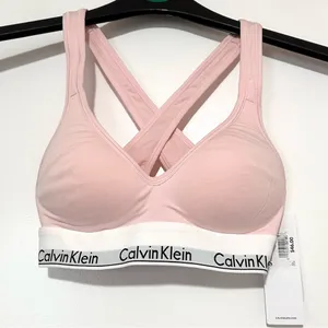 Calvin Klein Modern Cotton lift bralette in pink XS thumbnail 2