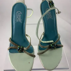 Carlos by Carlos Santana embellish green peep heel thumbnail 2
