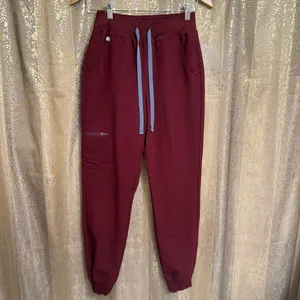FIGS Burgundy Maroon Zamora Jogger Pants Casma Pocket Scrub Top Set XS/XXS thumbnail 2