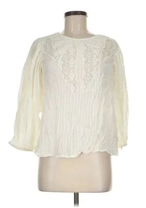 Farm Rio White Lace Crochet Puff Sleeve Blouse Top Size M Boho Romantic thumbnail 1