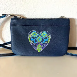 BRIGHTON Summer Heart Mini CROSSBODY PURSE Navy Blue Bag ‎ DETACH STRAP 8" Wide thumbnail 2