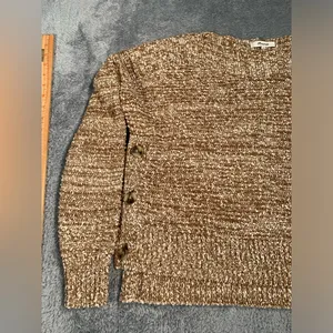 Madewell Cozy Marled Knit Sweater in Beige-Brown side buttons small thumbnail 3