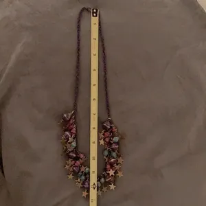 Very cute vintage boho gold, purple, pink & turquoise necklace EVC thumbnail 5