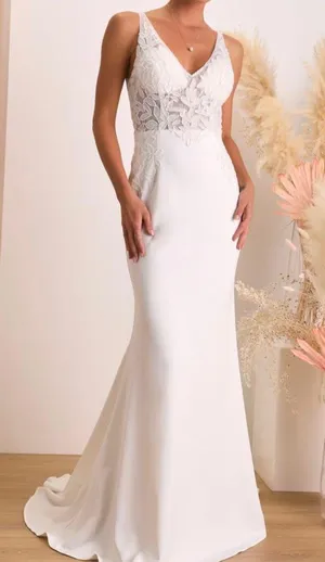 Lulus Nwot White Beaded Maxi Dress Size Medium MSRP $258 thumbnail 1