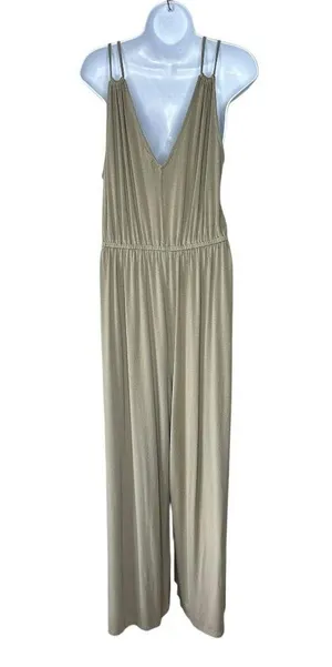 Old Navy Womens Khaki Sleeveless Double Strap Ankle Length Jumpsuit Size XL thumbnail 4