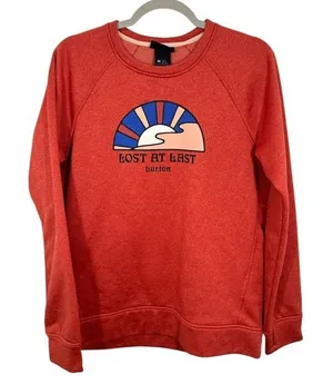 Burton Lost At Last Graphic Crewneck Sweatshirt Red Heather‎ Women's Medium Ski thumbnail 1