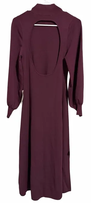 Böhme Mock Neck‎ Long Sleeve Cut Out Maxi Dress Burgundy Women's Size Large thumbnail 1