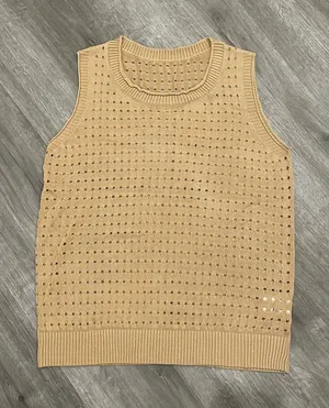Tan knit Vest Tank Up/Camis thumbnail 1