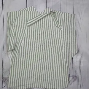Cider Green And White Striped Women's Cropped Preppy Coastal Corporate Vest NWT thumbnail 5