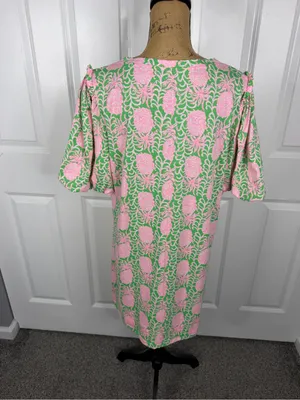 Lilly Pulitzer Size XL Pink Green Pineapple Print Cotton Shift Dress NWOT thumbnail 4