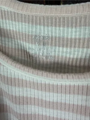 Striped Ribbed Tie-Hem Tank Top in Light Pink & White thumbnail 4