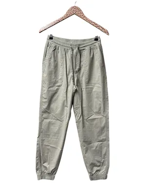 Pact Womens Stretch Poplin Joggers Cotton Blend Pants Shadow Light Green Small thumbnail 2