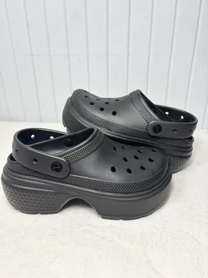 Crocs Stomp platform‎ Black Clogs mens 7 women's 9 triple black elevated NEW thumbnail 8