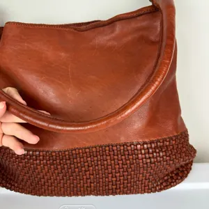 Marta Ponti Leather Woven Hobo Bag Made in Portugal Brown Slouchy thumbnail 6