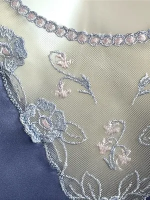 Vtg Cinema Etoile Purple Satin Chemise Slip Dress Floral Embroidered S 80s 90s thumbnail 4
