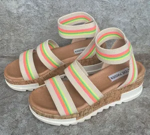 Steve Madden Bandi Neon Stripe Platform Sandals thumbnail 1