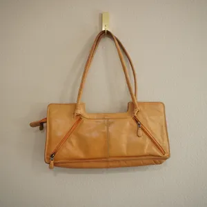 Vintage Chaos Leather Collection Tan Shoulder‎ Bag Rectangular Tote Retro Quirky thumbnail 2