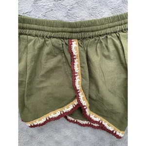 Free People Coastal Cruise Olive Green Crochet Trim Boho Pull On Shorts S/M NWT thumbnail 17